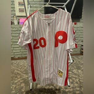 Mike Schmidt Mitchell & Ness Pinstripe Jersey 1980 World Series Patch Large